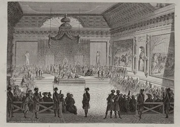 Assembly of the Notables, 1787, graveret af Antoine Auguste Ernest Hebert (1817-1908)