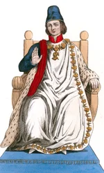 den franske konge Ludvig XI iført Saint Michel-ordredragt