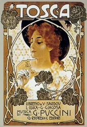 Cover af Leopoldo Metlicovitz til partituret af operaen Tosca af Giacomo Puccini