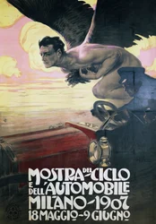 Plakat til Bil- og cykeludstilling, Milano 18. maj-9. juni
