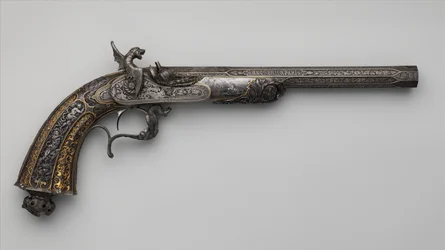 Percussion Exhibition Pistol, French, Paris, dateret 1849