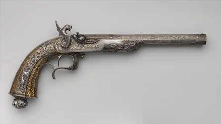 Percussion Exhibition Pistol, fransk, dateret 1851