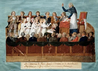 Den Franske Revolution: »Borgere i Paris tilbyder deres smykker til Nationalkonventet«. Illustration af brødrene Lesueur (18. århundrede). 1792-1795. Paris, Musée Carnavalet