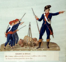 Den franske revolution i 1789: børnenes ed. Gouache des freres Lesueur (1700-tallet). Paris, Musée Carnavalet