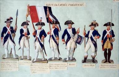 Den parisiske hær under den franske revolution Gouache des freres Lesueur (1700-tallet)