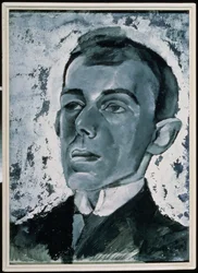 Portræt af digteren Ossip Mandelstam (1891-1938) (gouache på papir)