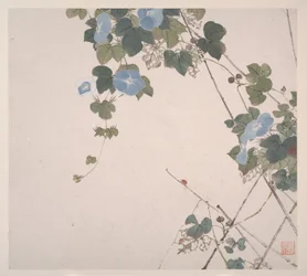 Insekter og blomster, dateret 1865 (album med otte blade; blæk og farve på papir)