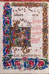 Piccolomini Bibliotek: korbog, torsk. 19.4, ff. 9v med "Adoration of the Magi", af Liberale da Verona (ca. 1445 - 1527/9).