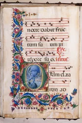 Piccolomini Bibliotek: korbog, torsk. 20.5, ff. 36v med "Aeolus", af Liberale da Verona (ca. 1445 - 1527/9).