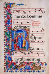 Piccolomini Bibliotek: korbog, torsk. 24,9, ff. 67v med "Healing of the Spedalske", af Liberale da Verona (ca. 1445 - 1527/9).