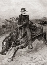 En udsendt rytter under den amerikanske borgerkrig, fra The Century Magazine, udgivet 1887 (gravering)
