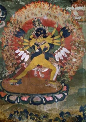 Gamle vægmalerier fra Lamaist Monastery of Hemis, Ladakh, Indien
