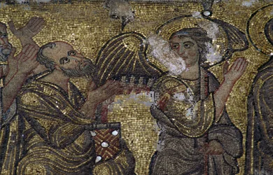Angel, detalje af mosaikkerne i Fødselsbasilikaen (Unescos verdensarvsliste, 2012), Betlehem, Palæstina