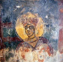 Fresco i den byzantinske kirke Agios Georgios