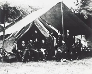 General Ulysses Grant og hans stab ved City Point, sommeren 1864, amerikansk borgerkrig, USA