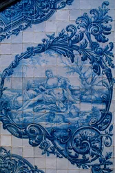 Glaserede fliser fra greverne af Estoi-paladset. Estoi, Portugal