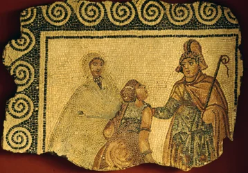 Indvielsesscene, mosaik fra den romerske villa Negrar, Veneto, Italien, romersk civilisation