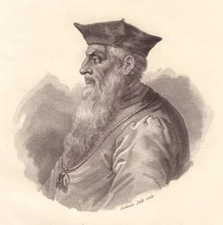 Portræt af den italienske admiral Andrea Doria (1466-1560), kobberstik af Ludovico Pelli