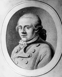 Portræt af Jakob Michael Reinhold Lenz (1751-1792), tysk forfatter af Sturm und Drang-bevægelsen, gravering