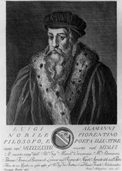 Portræt af Luigi Alamanni (1495-1556), italiensk digter, gravering af Francesco Allegrini (1729-efter 1773) efter tegning af Giuseppe Zocchi (født 1711 eller 1717, død 1767)
