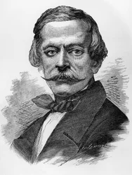 Portræt af Massimo Taparelli, markis af Azeglio (1798-1866), italiensk patriot, politiker, forfatter og maler, der var premierminister på Sardinien fra 1849 til 1852, gravering