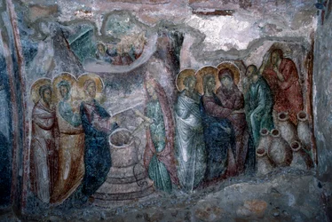 Brylluppet i Cana, fresko i Agia Sophia-kirken