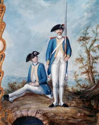 Uniformer af det franske infanteri under den amerikanske uafhængighedskrig, gouache af Nicolas Hoffmann, USA