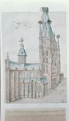 St. Bavo-katedralen (akvarel på papir)