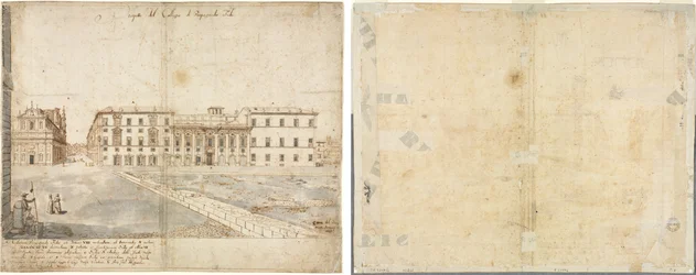 Atten udsigter over Rom: Collegio di Propaganda Fide (recto); Skitser af vinduer og pilastre på loftet i Collegio di Propaganda Fide (verso)