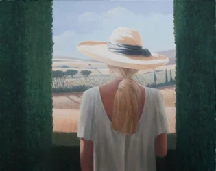 Pige, rygfoto, Toscana, 2012 (akryl på lærred)