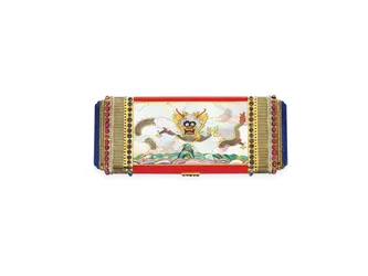 Art Deco-skabeskab, ca. 1925 (emalje, perlemor, rubiner, safirer, diamanter, lapis lazuli og guld)