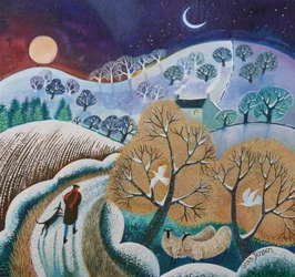 Snowy Winter Walk, 2017, (akrylblæk på papir)