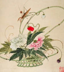 Et af en række malerier af blomster og insekter, slutningen af det 19. århundrede