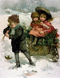 Indsamling af Holly, victoriansk kort