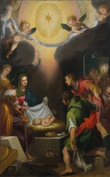 Hyrdernes tilbedelse med den hellige Katarina af Alexandria, 1599.