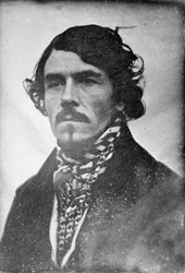 Helt ansigtsportræt af Eugène Delacroix, hoved og skuldre, 1842 (daguerreotypi)