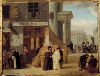 På Egide de Minerve, en boghandel i Liege, Belgien, der solgte bøger, der var forbudt af magten eller af kirken. Joseph II