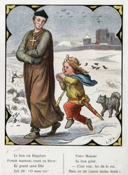 Illustration af Lorenz Frolich (1820-1908) til den populære sang "Den gode konge Dagobert"". Udgave J. Hetzel.Omkring 1880.