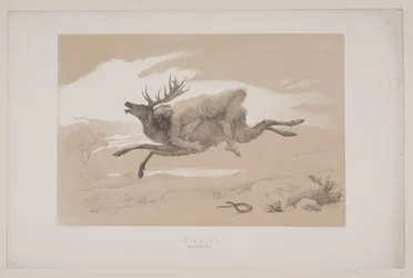 Flugten, pag. 11, illustration til Christian Winthers "Hjortens Flugt"