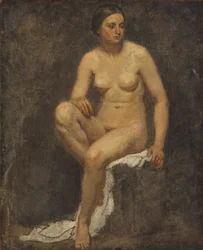 Kvindelig nøgen i studiet til Thomas Couture