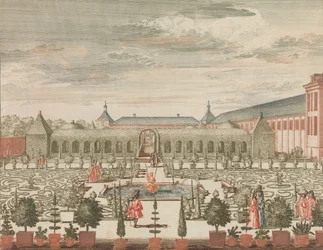 Dronningens Have med Grønt Kabinet og Orangeriet, set bagfra, i: Til..., n.d..