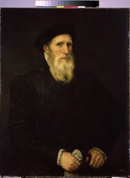 ""Portræt af en gammel mand"" (Portræt af en gammel mand) Maleri tilskrevet Lorenzo Lotto (1480-1556) omkring 1550 Dim. 93x72 cm Sankt Petersborg Eremitagemuseum