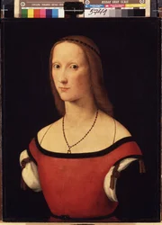""Portrait of a Lady"" (Portrait of a Lady) Maleri af Lorenzo Costa (1460-1535) 1500-1506 Dim. 57x44 cm Eremitagemuseet, Sankt Petersborg (Saint-Petersburg)