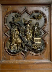 Offer af Isaac Bas forgyldt bronze relief af Lorenzo Ghiberti