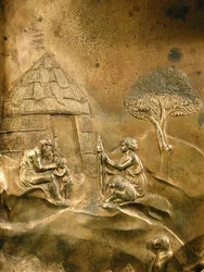 Historien om Kain og Abel, detaljer fra det originale panel fra dåbskapellets østdøre