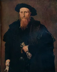 Portræt af en herre med handsker, 1543, 1930.