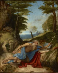 Sankt Jerome penitent - Den angrende Sankt Hieronymus, af Lotto, Lorenzo (1480-1556). Olie på træ, ca. 1513. Mål : 55,8x40 cm. Muzeul National Brukenthal, Sibiu