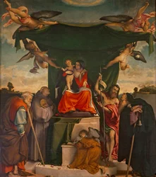 San Bernardino altertavle af Lorenzo Lotto (ca 1480-1556), olie på lærred, 300x275 cm San Bernardino Pignolo kirke, Bergamo