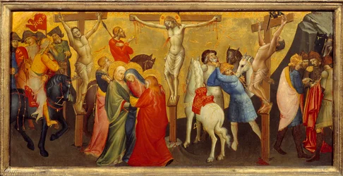 Midterpanelet for korsfæstelsen af altertavlens predelle er beregnet til Nobili-kapellet i Santa Maria degli Angeli-kirken i Firenze. Maleri af Lorenzo Monaco (1365/70 - 1425)