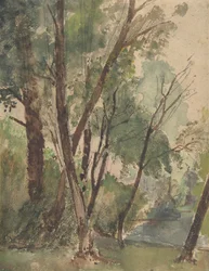Træer ved siden af en dam, 1853-1878.